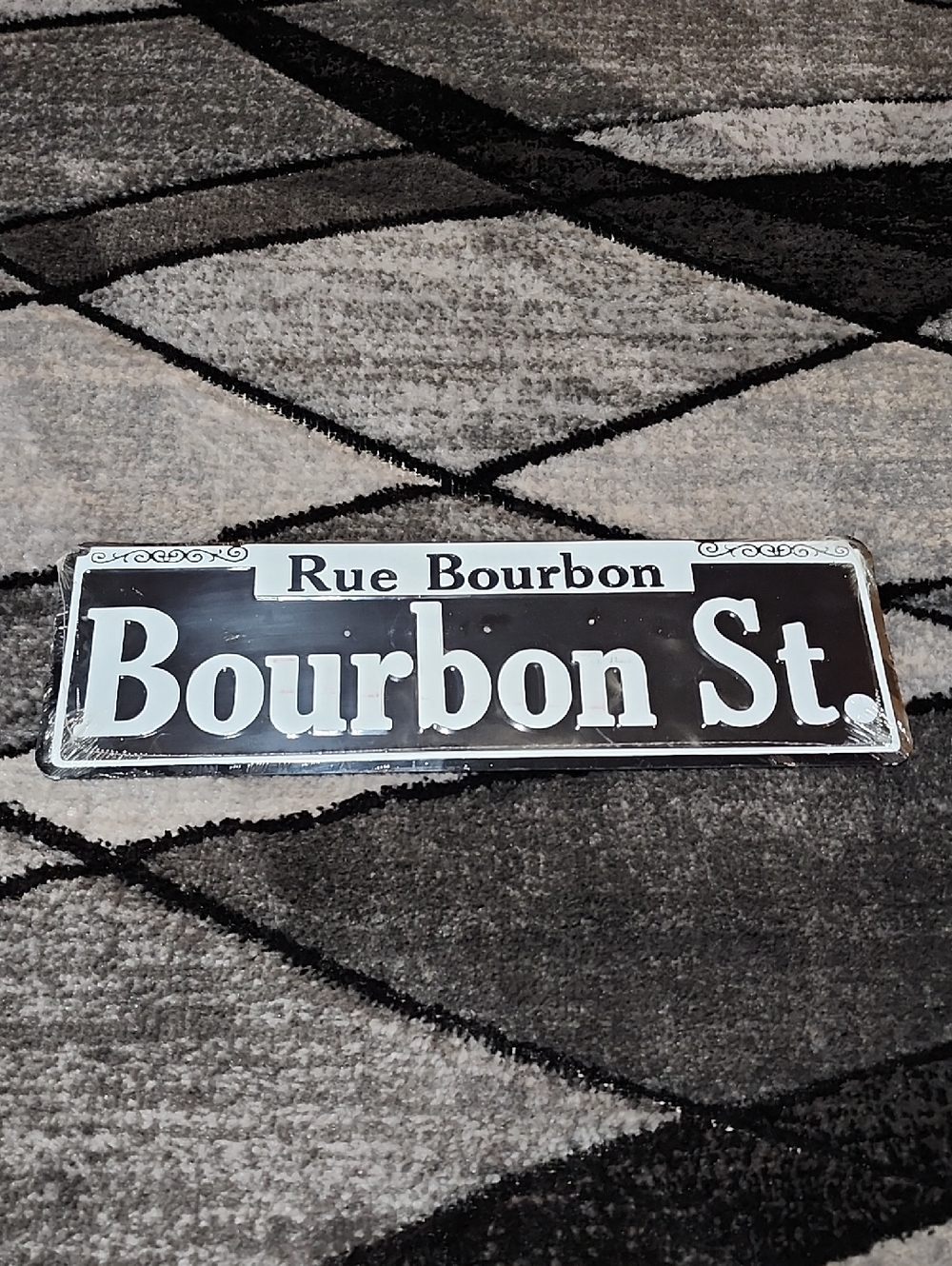 RUE BOURBON BOURBON ST. EMBOSSED METAL DECORATIVE NOVELTY WALL SIGN